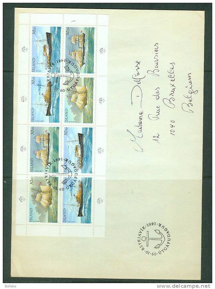 Bateaux - Islande  -  Lettre FDC De 1991  -   Voiliers  -  Valeur Plus De 22 Euro - Briefe U. Dokumente