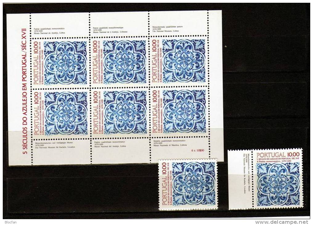 Azulejos 1982 10 Esc.Kacheln II Chromatiges Muster Portugal 1582 Y,TAB+Kleinbogen ** 8€ Muster Monochrom Ms Sheet Bf Art - Ganze Bögen