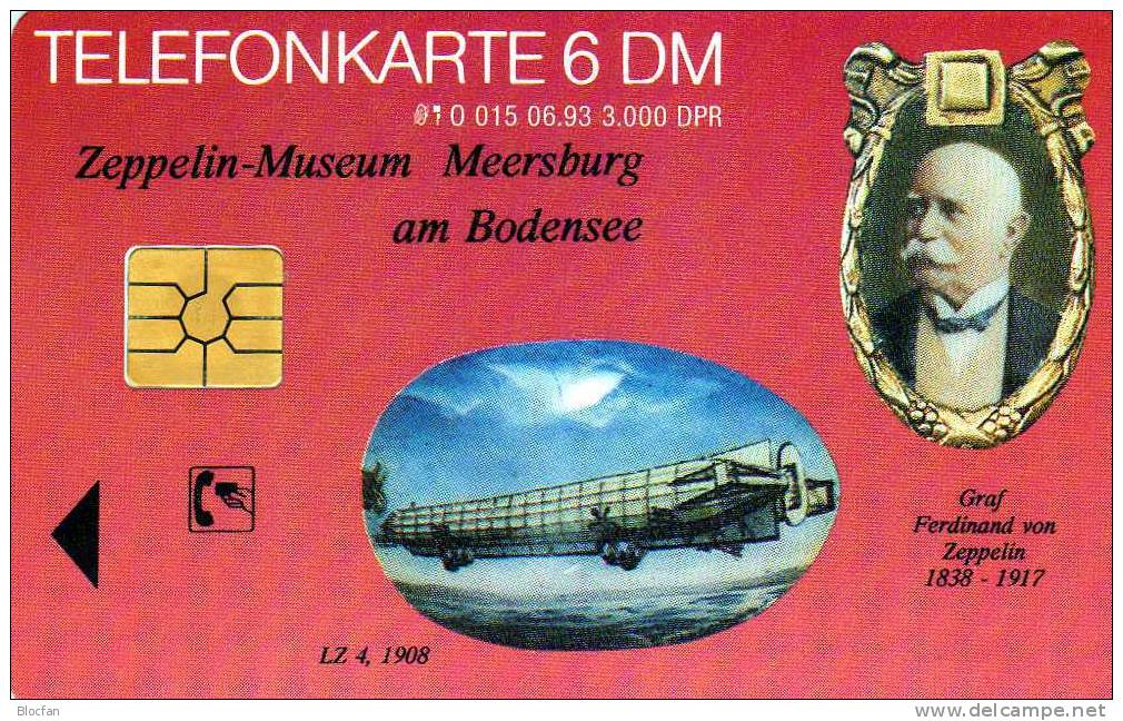 TK O 015/93 Zeppelin-Sammlung Meersburg Bodensee LZ4 1908 Porträt 35€ LZ 127 Graf Zeppelin - Zeppelins