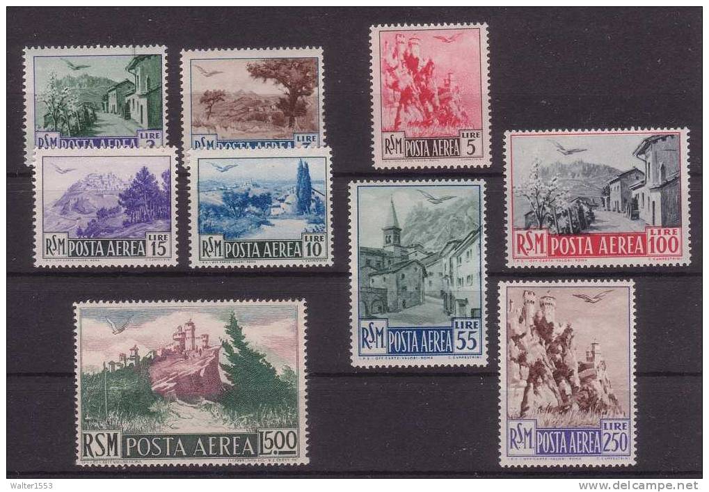 SAN MARINO 1950 POSTA AEREA VEDUTE CENTRATISSIMI !! ** MNH QUALITA' LUSSO - Poste Aérienne