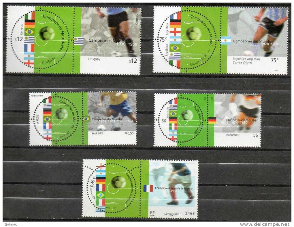 273   Deportes-Futbol-Uruguay,Argentina,Brasil,Francia,Alemania-Campeones De Mundo. - Used Stamps