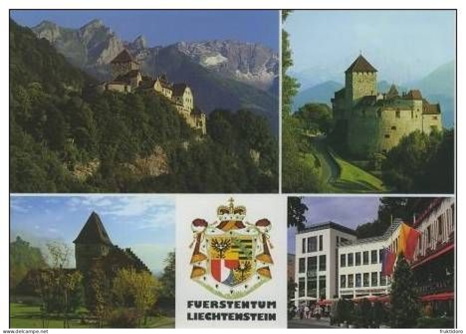 AKFL Liechtenstein Postcards Vaduz: Castle - Red House - Traditional Dress - Government Building - Liechtenstein