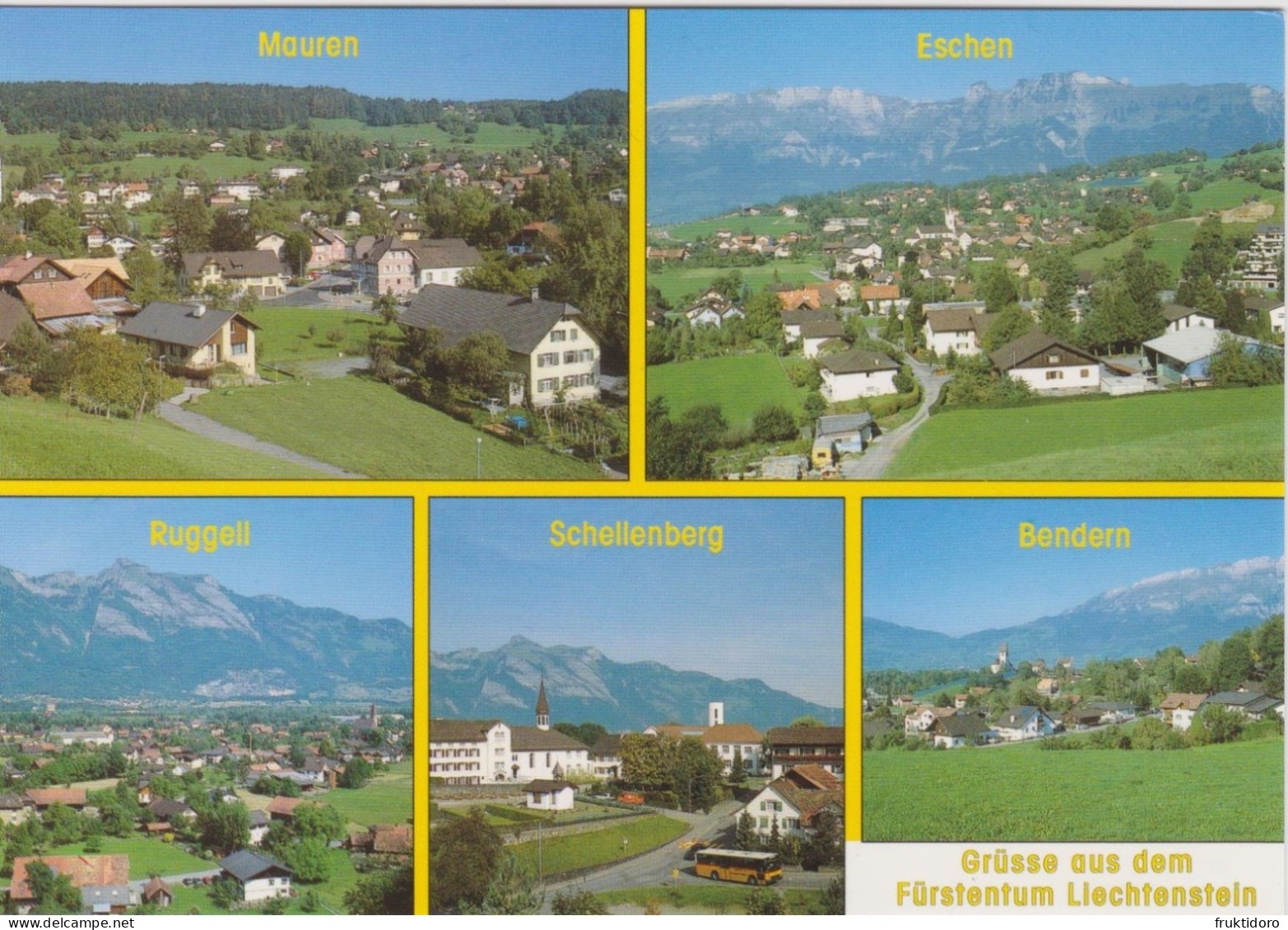 AKFL Liechtenstein Postcards Vaduz: Castle - Red House - Traditional Dress - Government Building - Liechtenstein