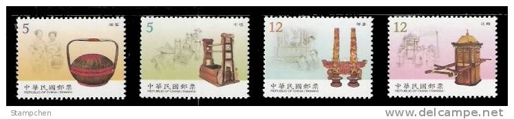 2009 Early Taiwan Ceremonial Objects Stamps Chair Bamboo Basket Candle Stick Temple - Budismo