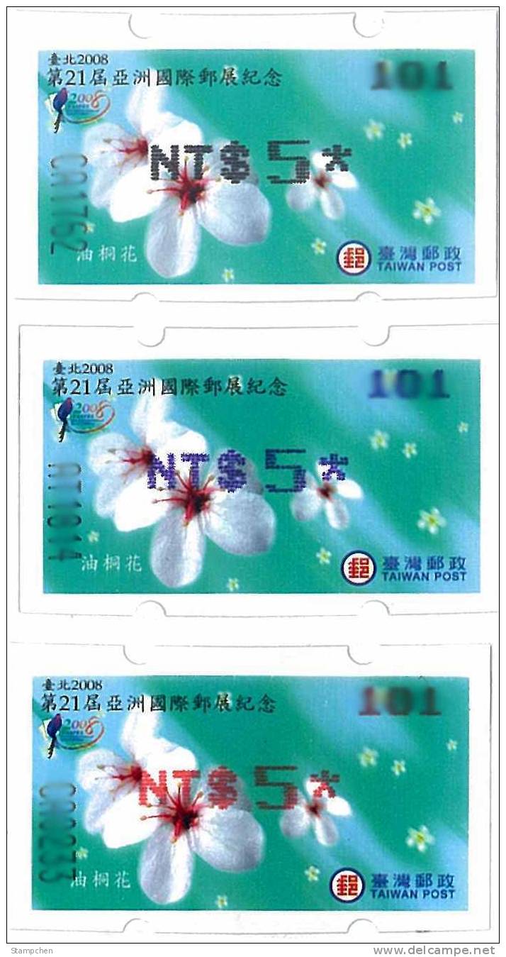 ATM Frama - 2008 1st Blossoms Tung Tree  - Black,blue,red  - Flower Unusual - Timbres De Distributeurs [ATM]