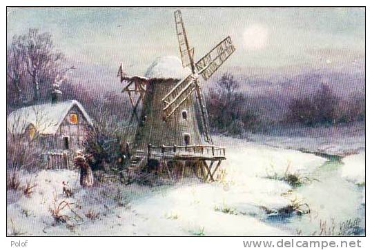 Paysage De Neige Avec Moulin  (15239) - Before 1900