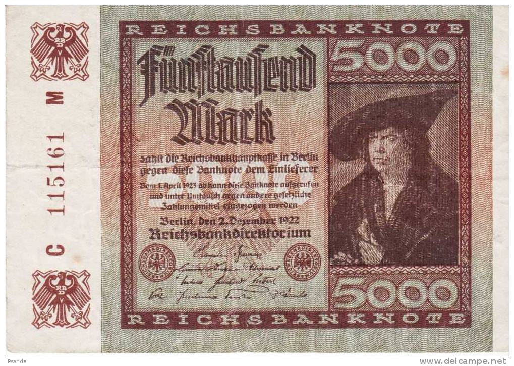 Germany 1922 5000 Mark - Deutsche Golddiskontbank