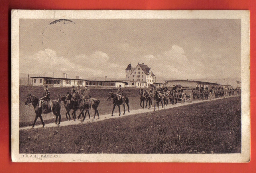 M865 Bülach Kaserne,section De Cavaliers Armée Suisse,attelages,chevaux.Cachet Militaire 1924,Militär.Guggenheim Sepia - Bülach