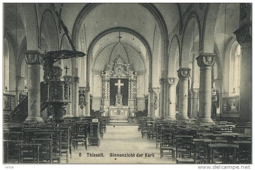 Thisselt : Binnenzicht Der Kerk  ( Geschreven 1910  Met Zegel ) - Willebrök