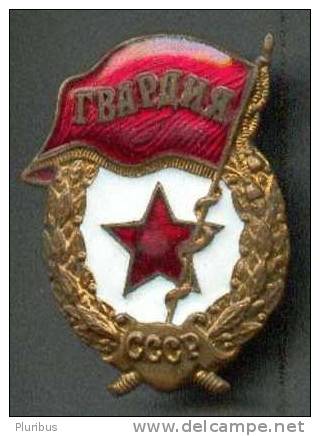 RUSSIA USSR GUARD GVARDIA BADGE, BRONZE, ENAMELS, SCREWBACK - Army