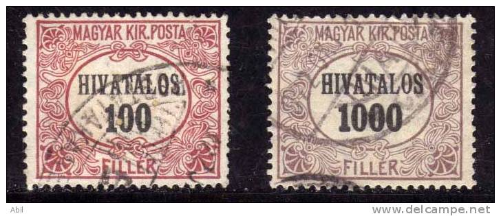 Hongrie 1921 N°Y.T. : T.S. 4 Et 8 Obl. - Dienstzegels
