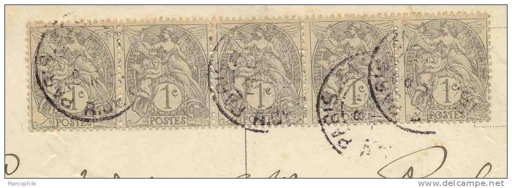 FRANCE - TYPE BLANC / BANDE DE 5 SUR CPA - 1900-29 Blanc