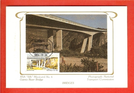 RSA 1984  Postcard Bridge Stampnr 654 (silkcard) - Lettres & Documents