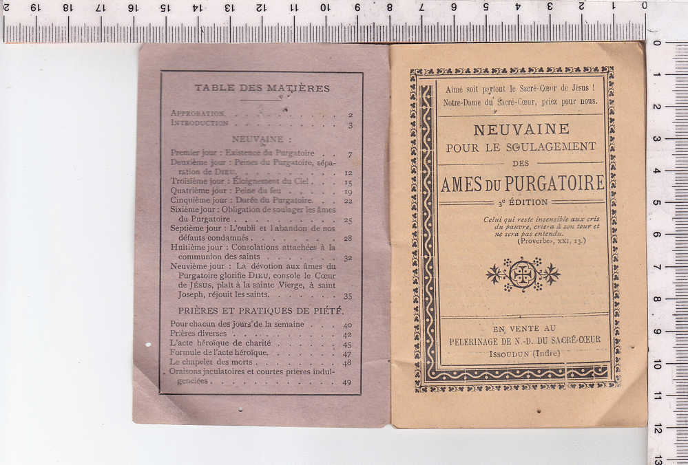 Petit Livret -   NEUVAINE Pour Le Soulagement Des Ames Du Purgatoires  3ème Edition  - 52 Pages - Religion