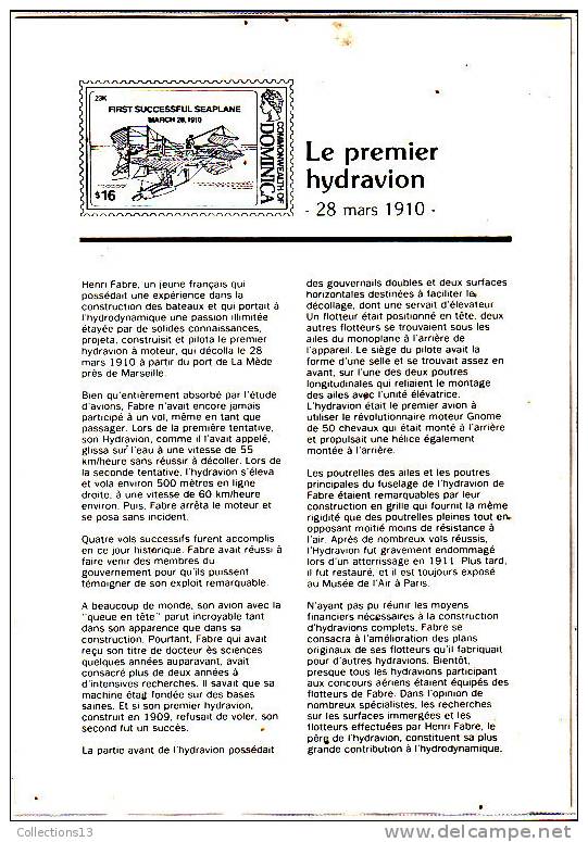 DOMINIQUE - Timbre En Or - Le Premier Hydravion - 28 Mars 1910 - Dominica (1978-...)