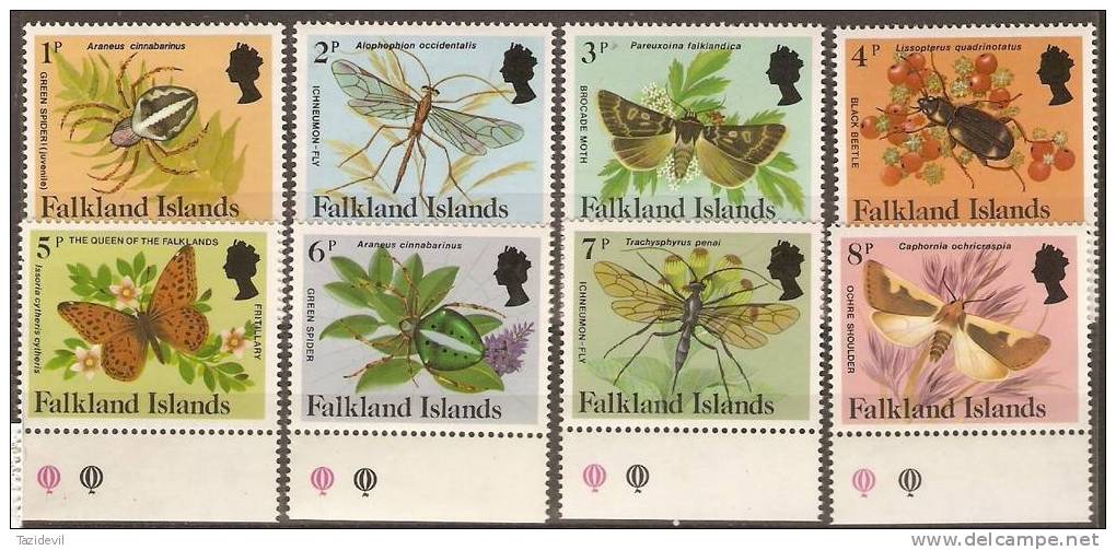 FALKLAND ISLANDS - 1984 Insects, Spiders, Butterflies. Scott 387-401. MNH ** - Falkland