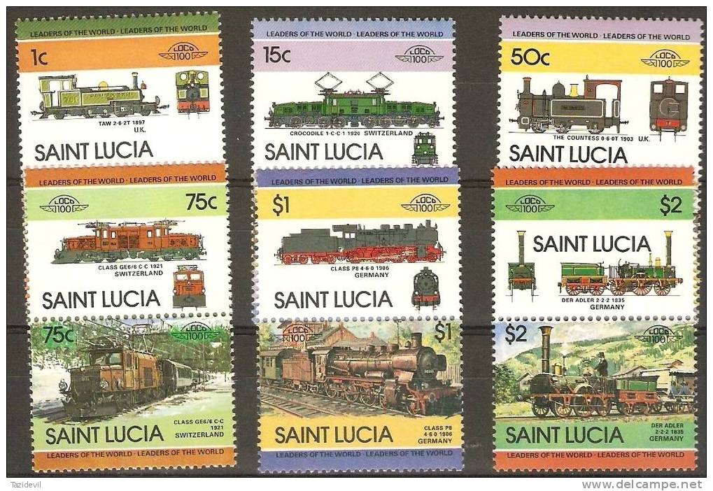 ST LUCIA - 1984 Trains. Scott 674-9. MNH ** - St.Lucia (1979-...)