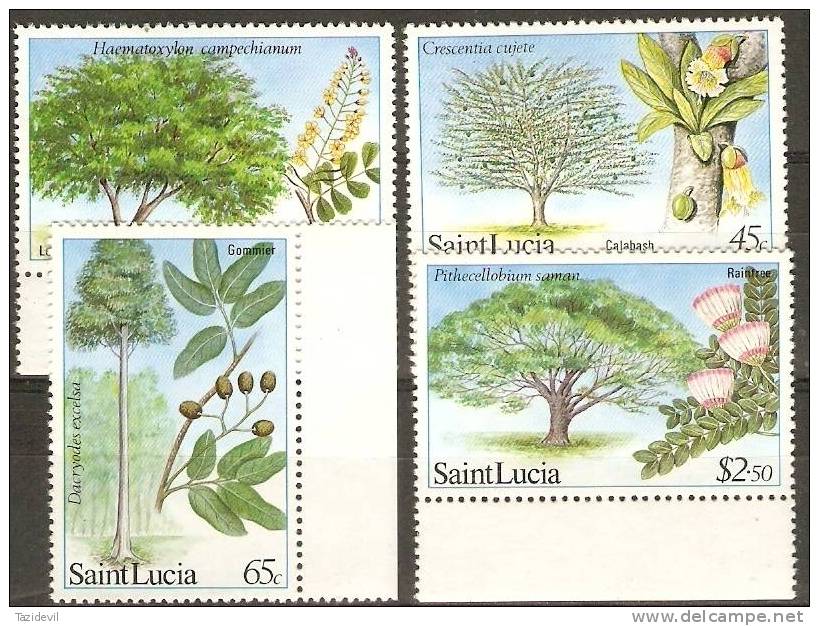 ST LUCIA - 1984 Trees And Blossoms. Scott 649-52. MNH ** - St.Lucia (1979-...)