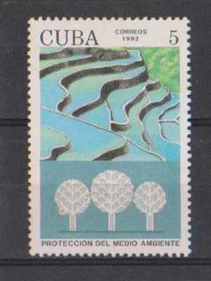 Cuba 1992 MNH Environement Protection, Dead Trees, Flooded Terrace, Pollution, - Ongebruikt