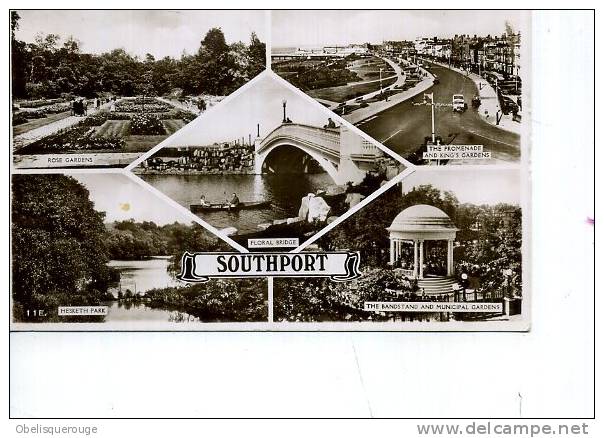 SOUTHPORT 5 VUES/1 CARTE ANIMATION HESKETH PARK EXCEL ED VERS 1930/50 - Southport