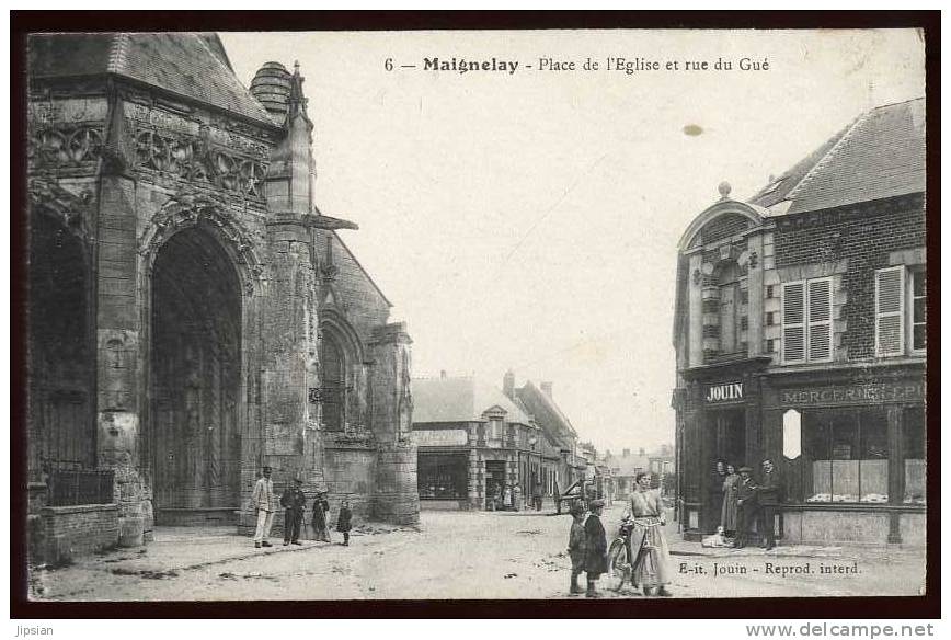 Cpa Du 60 Maignelay Place De L'église Et  Rue Du Gué   Bo 10 - Maignelay Montigny