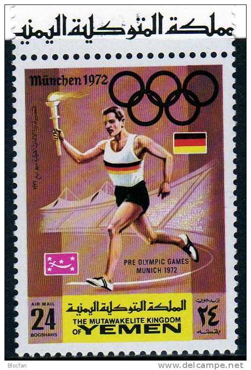 Olympiade München 1972 Frauenkirche KD Jemen 762,ZD+Block 157 ** 27€ Fackellauf Bloc Hb Ms Olympic Muinch Sheet Bf Yemen - Jemen