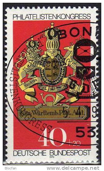 FIP-Kongreß 1973 BRD 764/7,3ZD+Block 9 O 27€ Posthausschild Preußen Bayern Hessen Würtemberg Hb M/s Wap Sheet Bf Germany - Plaatfouten En Curiosa