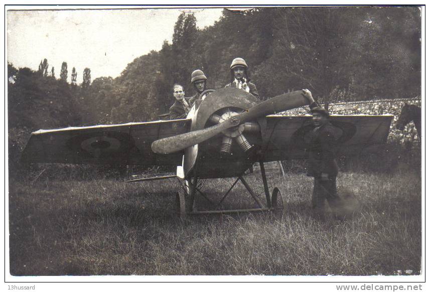 Carte Photo Ancienne Aviation - Monoplan Monomoteur Avec Cocardes - Warplane - 1914-1918: 1st War