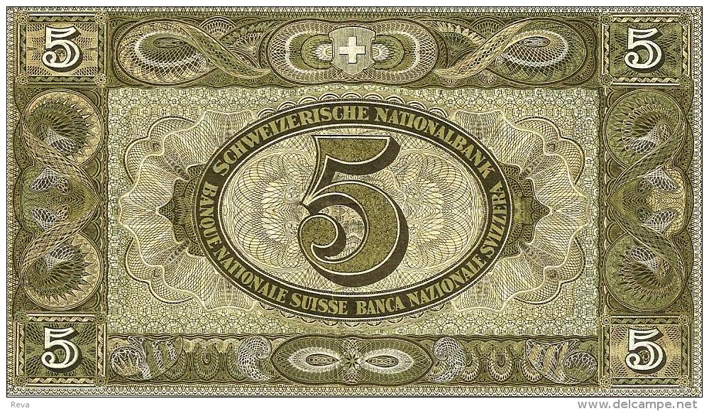 SWITZERLAND 5 FRANCS DARK GREEN MAN HEAD FRONT & MOTIF BACK DATED 16-11-1944 EF P.11k  READ DESCRIPTION ! - Switzerland