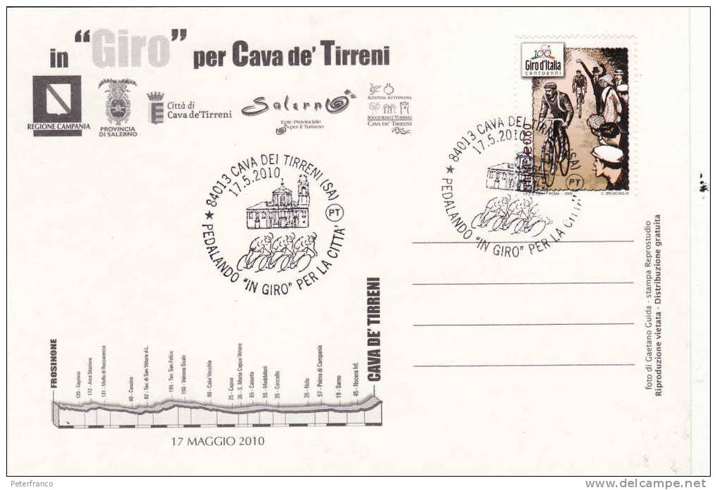 2010 Italia - Giro D´Italia - Tappa Frosinone - Cava Dei Tirreni - Annullo Speciale Su Cart. - Cyclisme