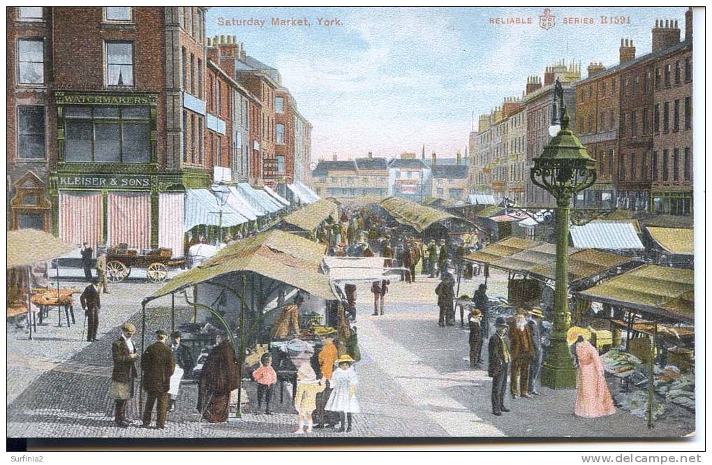 YORK - SATURDAY MARKET - VERY ANIMATED Pre-WWI   Y384 - York