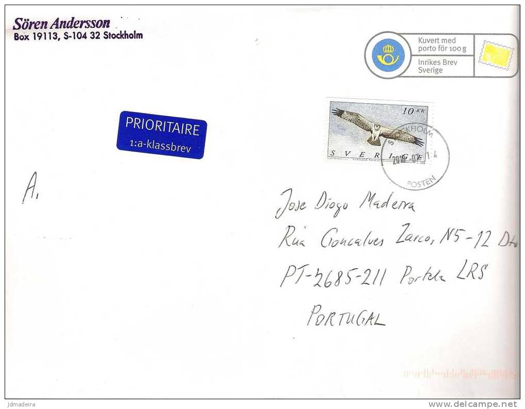 Sweden Cover To Portugal With Eagle 10kr Stamp - Briefe U. Dokumente