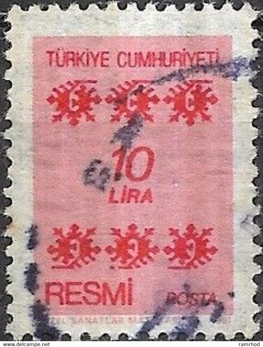 TURKEY 1981 Official - 10l. - Red And Pink FU - Timbres De Service