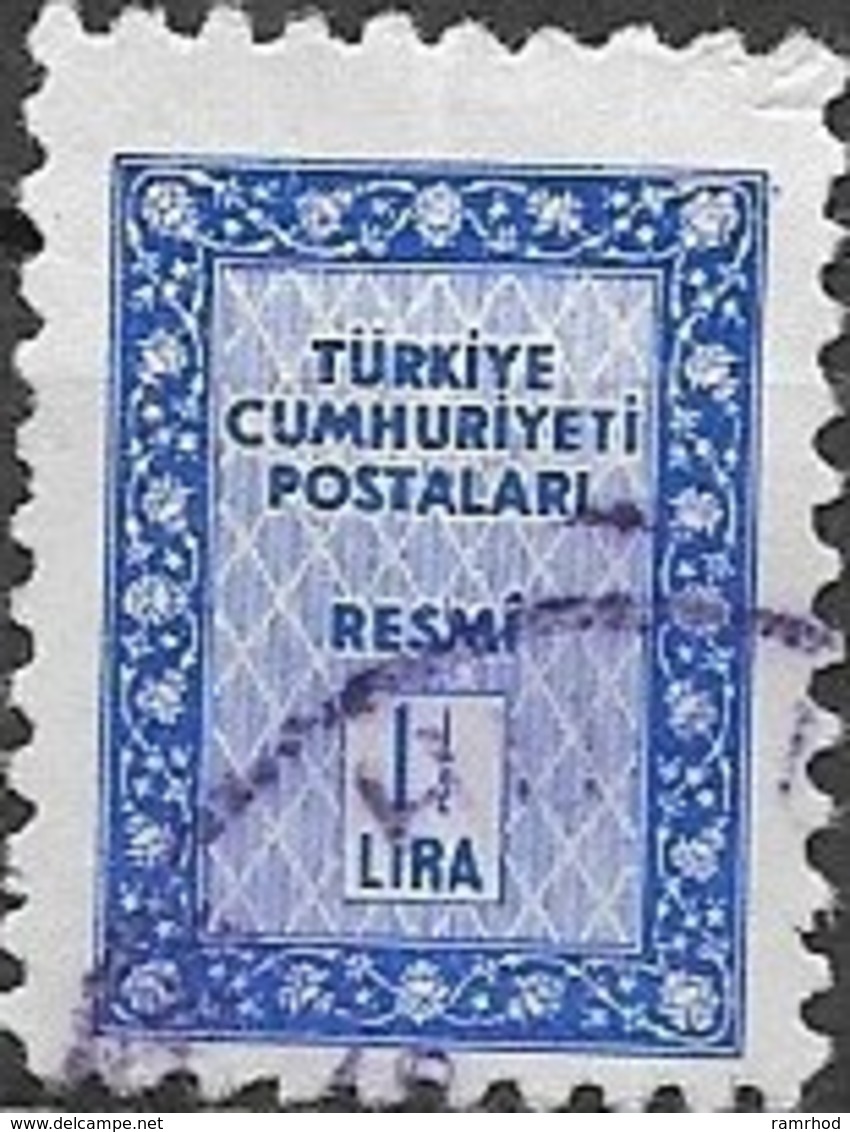 TURKEY 1960 Official -  11/2l. - Blue  FU - Official Stamps