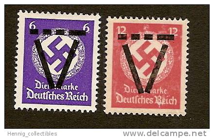 Germany 1945 French Zone, Defaced Nazi-Party Off.Stamps - 6 And 12 Pfg. - Nuovi