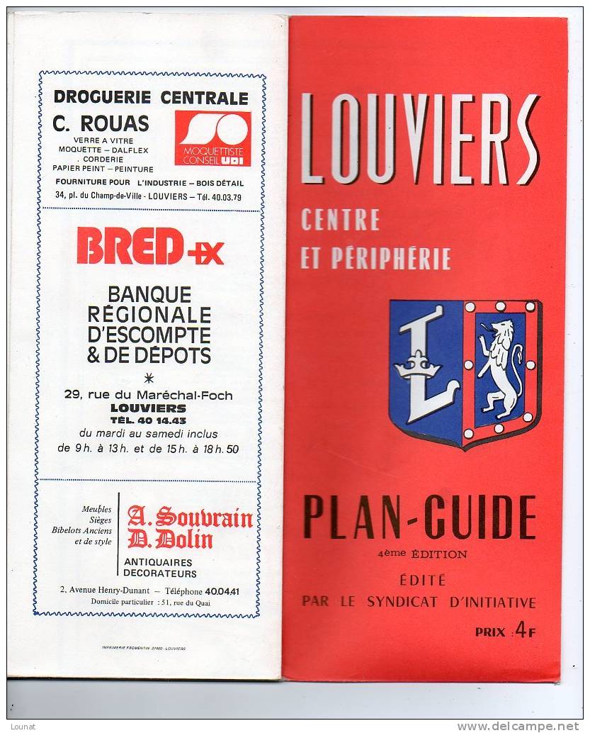 PLAN GUIDE De Louviers Centre Et Périohérique édité Par Le Syndicat D\´initiative - Autres & Non Classés