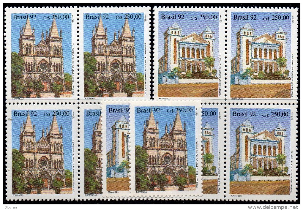 Kirchen 1992 Brasilien 2450/1+4-Block ** 11€ Baptisten Kirch-Gemeinde Rio Bloque Church Bloc Architectur Sheet Bf Brazil - Theologians