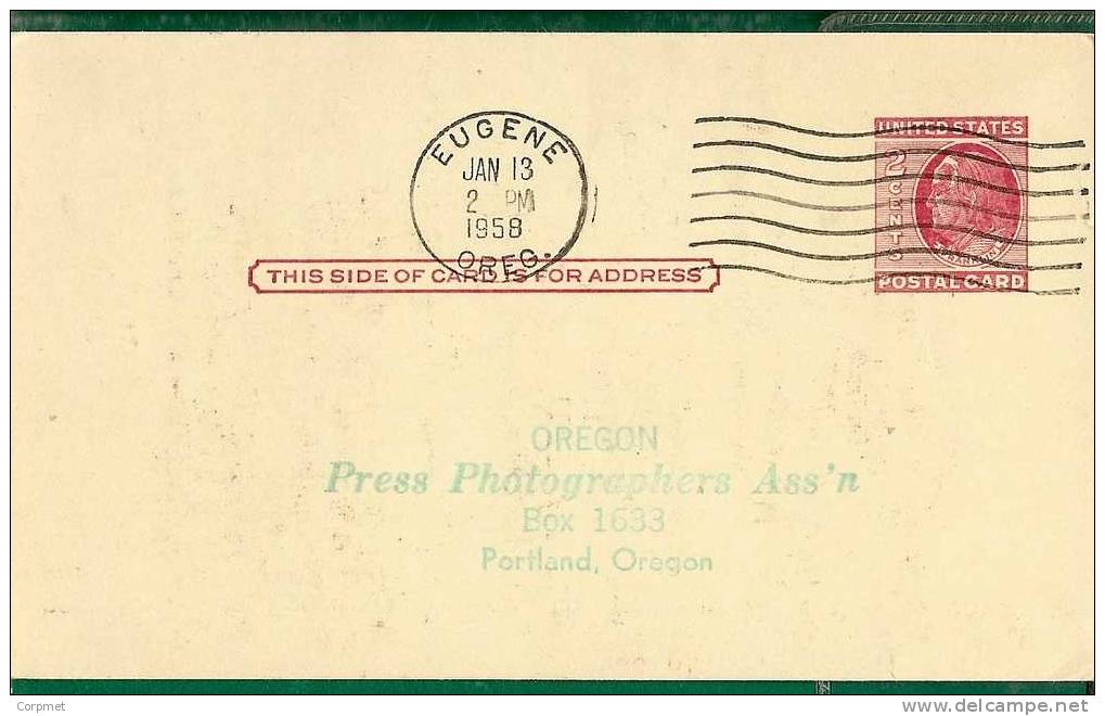 US - 1958 ENTIRE POSTCARD From EUGENE To PORTLAND - At Back OFFICIAL BALLOT OREGON PRESS PHOTOGRAPHERS - 1941-60