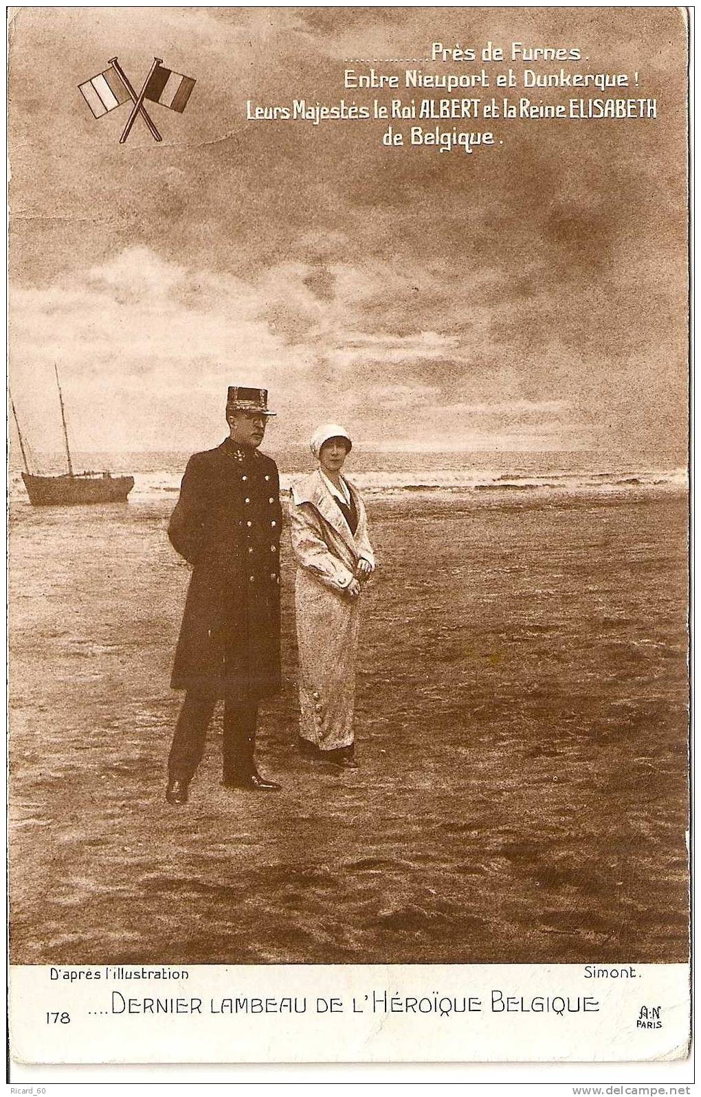 Cpa, Bruxelles, Le Roi Albert Et La Reine élisabeth Près De Furnes, Entre Nieuport Rt Dunkerque - Personnages Célèbres