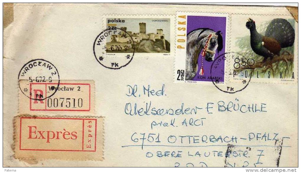 Carta, Certificada  , Urgente WROCLAW 1972, , (Polonia), Cover, Lettre, Letter - Lettres & Documents