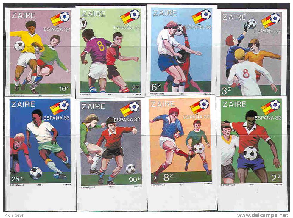 1842 ✅ Sport Football Soccer WM Cup FIFA 1981 Zaire 8v Set MNH Imperf Imp ** 26ME - 1982 – Espagne