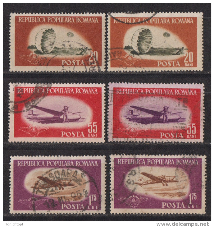 Rumänien; 1953; Michel 1451/3 O; Sportfliegerei - Used Stamps