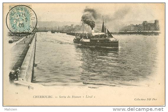 Bateaux -ref 606- Cherbourg - Sortie Du Steamer Lloyd *  - Carte Bon Etat - - Other & Unclassified