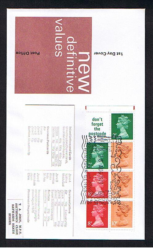 RB 574 - 1979 GB FDC First Day Cover Booklet Pane With Better "Windsor" Postmark - 1971-1980 Decimal Issues