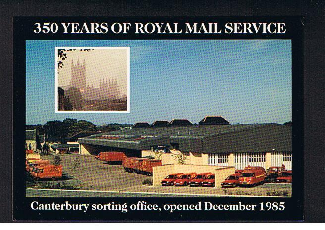 RB 574 - 1985 Postcard 350 Years Of Royal Mail Service - Canterbury Sorting Office Kent - Postal Transport Theme - Canterbury