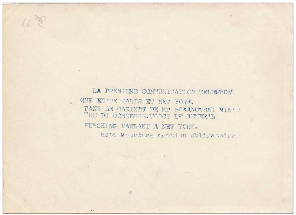 La 1ere Communication Telephonique Entre Paris Et New York Bokanonski Ministre    Photo 18/13 Cms - Autres & Non Classés