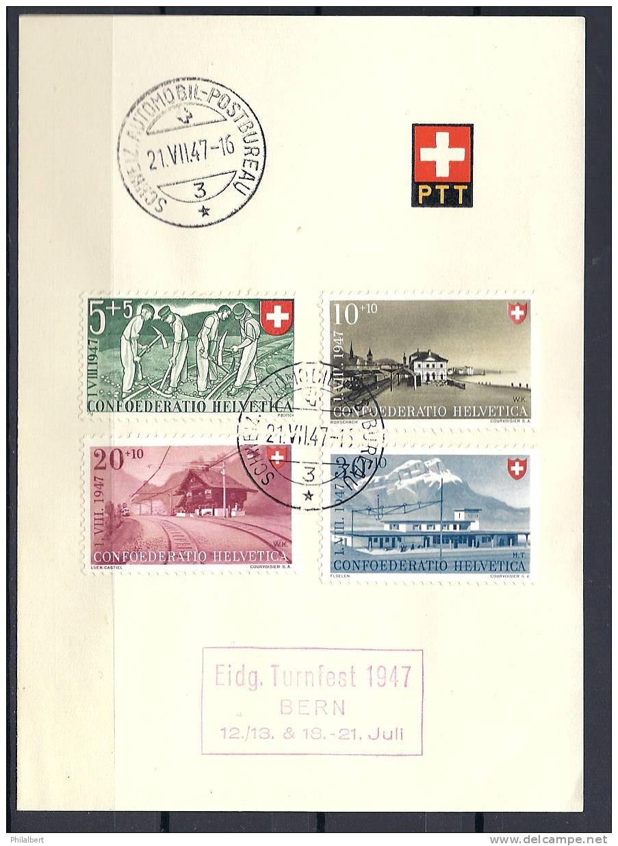 PP047 - Pro Patria 1947 Sur Feuillet PTT - Usati