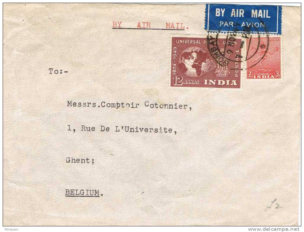 1596. Carta Aerea BOMBAY (India) BHARAT 1949 - Poste Aérienne