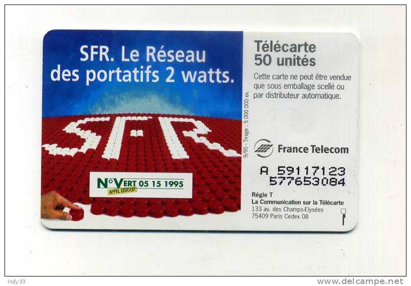 - TELECARTE FRANCE . SFR 1995 - Opérateurs Télécom