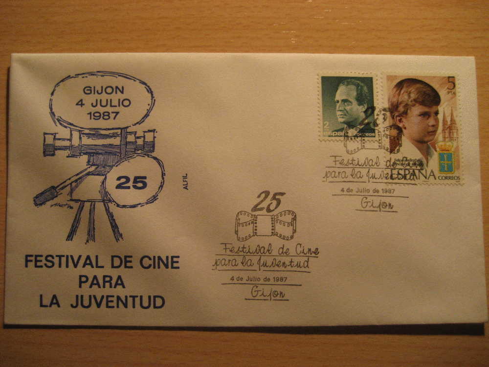 GIJON ASTURIAS 1987 Festival De Cine Para La Juventud Camara Cinema Film Matasellos Especial Sobre Cover Lettre - Cinema